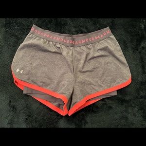 UnderArmour grey and pink 2 in 1 shorts